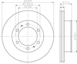 8DD 355 116-821 55226  Front Brake Disc  ROTOR FOR TOYOTA HILUX GUN KUN FRONT 2004 ON  DR12425 DBA2714 8DD355116-821 TOYOTA 435120K060 TOYOTA 435120K070 4WD GGN & KUN Series 2004-