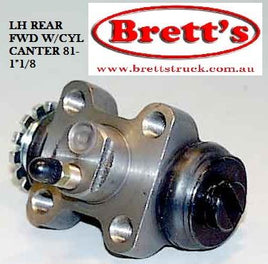 11510.046 LH LEFT REAR FORWARD FWD W/CYL WHEEL CYLINDER CANTER 1981- 1"1/8  MITSUBISHI/FUSO CANTERFE534  FE537  FE211  FE639  FE647 FG639  FE334 FE647  FE637 FE649  FE444 FE439 FG649  FE214 FE649  FG439  FC432  FG637  FG637 FG84D FC211