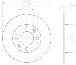 8DD 355 102-501  Rear Brake Disc ROTOR  PEUGEOT 206 CC (2D), 09/00 - 206 Hatchback (2A/C), 08/98 - 306 (7B, N3, N5), 04/93 - 05/01 306 Hatchback (7A, 7C, N3, N5), 04/93 - 08/01 50610   8DD355102-501