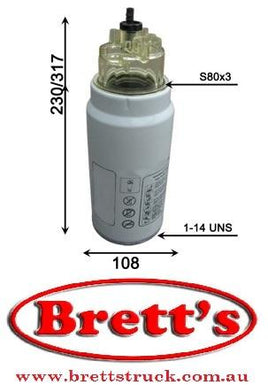 SFC7939-30B  FUEL WATER FILTER AND BOWL DAF MAN  1433649   SFC7939 SFC-7939-30 RYCO Z1044 FC7939 FC-7939