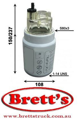 SFC7903-30B  FUEL WATER FILTER AND BOWL DOOSAN MAN   SFC7903 SFC-7903-30 SFC-7903-30B DOOSANK1006530 FLEETGUARDFS19907 HENGST FILTERH304WK KAMAZ400403-00022 MANNPL270X