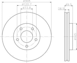 8DD 355 106-801 Front Brake Disc ROTOR DAIMLER DAIMLER XJ (X30_), 10/94 - 06/03 JAGUAR XJ Saloon (NAW, NBW), 07/97 - 05/03 DR12156 DBA2046 8DD355106-801