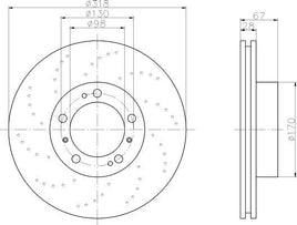8DD 355 106-971 Front Brake Disc ROTOR PORSCHE 911 (996), 09/97 - 08/05 Targa (996), 12/01 - 08/05 911 Targa (997), 10/08 - BOXSTER (986), 09/96 - BOXSTER (987), 11/04 - CAYMAN (987), 11/05 - DR12746X DBA2394 8DD355106-971