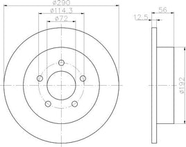 8DD 355 107-901 REAR Brake Disc ROTOR CHRYSLER VOYAGER III (GS), 01/95 - 03/01 VOYAGER IV (RG, RS), 02/00 - DR777 DBA777 8DD355107-901