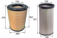 A371SET AIR FILTER OUTER and INNER FV54 FV54J FP54 FP54J FV51 FV51J FS52J FS52 MITSUBISHI HEAVY FUSO  A23371SET MITSUBISHIME294850 + ME160952 SAKURAA-5803M-S