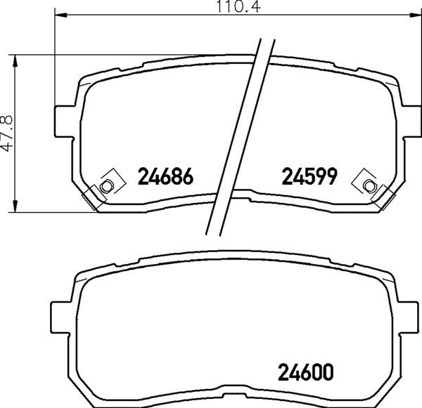 8DB 355 013-551 DISC PAD SET REAR WITH ACOUSTIC WEAR WARNING DB1957 GD ...