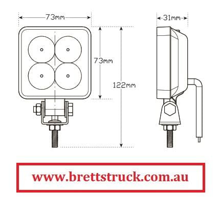 LED7312BM LED SQ SQUARE REVERSE LAMP UNIVERSAL 12V 24V MULTI VOLT ISUZ ...