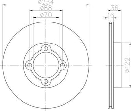 8DD 355 108-661 Front Brake Disc ROTOR  DR296 DBA296 8DD355108-661 54140 DAIHATSU CHARADE III (G100, G101, G102), 01/87 - 07/93 CHARADE III Saloon (G102), 01/87 - 07/93 MOVE  L  06/94 -