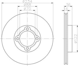 8DD 355 108-661 Front Brake Disc ROTOR  DR296 DBA296 8DD355108-661 54140 DAIHATSU CHARADE III (G100, G101, G102), 01/87 - 07/93 CHARADE III Saloon (G102), 01/87 - 07/93 MOVE  L  06/94 -