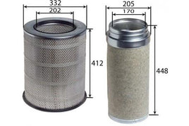 A0541SET  AIR FILTER OUTER & INNER KIT SET VOLVO FH12 A0541  AZUMIA45002SET HENGST FILTERE420L MAHLE/KNECHTLX 1281 MANNC 34 1500 SAKURAA-71260-S VOLVO FA71260S FA-71260S8149961+1665937 A0541IN A0541OUT