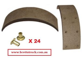 BL24006 HAND BRAKE LINING KIT SET  2 PC 2 PIECES 36119-90008 + 36120-90005 75MM X 24 RIVETS SUIT SHOE 36110-99000 3611099000 NISSAN UD CRANE KG KG52 KG53 KG51 KG54