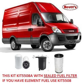 KIT5508A FILTER KIT IVECO NEW DAILY Iveco    Daily 2.3L TD    2005-2012   35S12 35S14 Turbo Diesel  4Cyl  F1A  EDI  DOHC 16V     OIL FUEL AIR FILTER SET