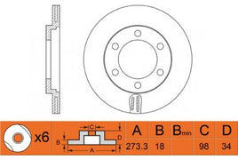 11541.303 FRONT DISC ROTOR FB FB308 6 STUD  CANTER MITSUBISHI 2.8L MB295968 FB328 1988- FE305 FE308 IMPORT   4DR7    2.8L   FE301 IMPORT  1988-   FB308 GUTS     4DR7    2.8L    1989-  ONLY WITH 273MM  ROTORS FE305 4D32 FB300 MB161947 FB510 DF7366 FE425