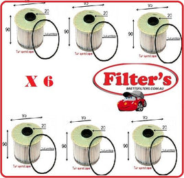 FE0025X6 6 X PAK  FUEL FILTER HOLDEN RODEO TURBO DIESEL  3.0L  2007- ON   HOLDEN COLORADO TURBO DIESEL 3.0L 2008-ON    ISUZU D-MAX TURBO DIESEL 3.0L  2008- ON  ISUZU ENGINE 4JJ1  SAVE % 6PAK 6 PACK FE0025