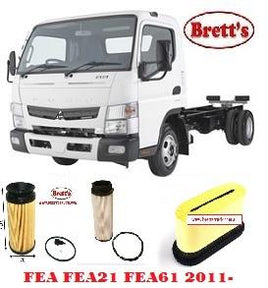 KIT3329 FILTER KIT CANTER FEA FEA21 FEA61 4P10 2011-  OIL FUEL AIR FILTER SET KIT MITSU 413 515 4P10-T4 3.0L 2011- MITSU FUSO
