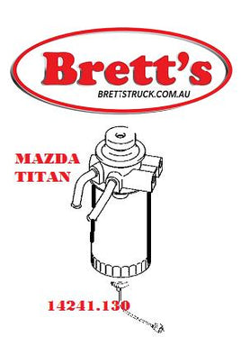 SPEC 14241.130 FUEL FILTER ASSY WTH PRIMER MAZDA TITAN ON CHASSIE HAS 2 SIDE MOUNT BOLT HOLES  YJ34-13-480B YJ3413480B MAZDA  TITAN 4600    YM 4HG1  WH63F  WH63G  WH63H   WH64H  WH65D WH65G WH65T  WH68G    WH68H RUNS FC326J FILTER