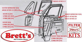 SPEC 68160-87301 RH RIGHT OR LH LEFT HAND FRONT OUTER DOOR WINDOW SEAL  DIAHATSU DELTA 1984-1999  DAIHATSU DELTA MODELS 1984- V107 V108   V116 V118 V119       V57 V58 V59   V67 V68 V69   V89   V98 V99 68160-87301-000 6816087301000