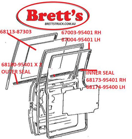 SPEC 68174-95400 LH RIGHT HAND REAR INNER OSCILLATOR  DOOR WINDOW SEAL  DAIHATSU DELTA CREW CAB DUAL CAB 1984-1999  DAIHATSU DELTA MODELS 1984- V107 V108   V116 V118 V119       V57 V58 V59   V67 V68 V69   V89   V98 V99 68174-95400-000 6817495400000