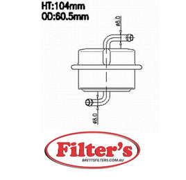 FS7095  FUEL FILTER     Petrol filter  Injector MANN WK76 NAPA 3284 PUROLATOR F54665 SAKURA FC943 SUZUKI 15410-60B00 SUZUKI 15410-60B01 SUZUKI 15410-67B01 VIC FC-943 WIX 33284 WESFIL WZ389 RYCO Z389 FSA FF2019