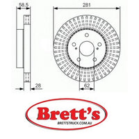 RN1942V DISC ROTOR FRONT NiBK JNBK  RN1942 BOSCH 0 986 AB6 151  0986AB6151 BREMBO 09.C066.10 09C06610 DJ PARTS BD1567 FiT FR1069V SB BR21286T FOR TOYOTA 435120K041 43512-0K041 TRW DF7460