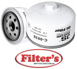 C0038 OIL FILTER  VOLKSWAGEN LT 35 Eng.Lub.Sys Aug 97~Dec 98 2.8 L AGK Eng.Lub.Sys Oct 98~May 02 2.8 L ATA Eng.Lub.Sys Apr 02~ 2.8 L AUH
