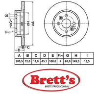 RN1875 DISC ROTOR REAR NiBK JNBK RN1875  FERODO DDF1295 FiT FR1002 Fritech DF1143 GRAF DF29585 INTERBRAKE RN811P JURID 562201J KWP 129585 LPR R1016P MAGNETI MARELLI 353614033540 Metelli 23-0585 MINTEX MDC2094 PILENGA 5738 RENAULT 7701207227 SB