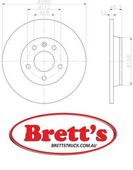 8DD 355 105-611 REAR Brake Disc ROTOR VOLKSWAGEN EUROVAN / CARAVELLE IV Bus (70XB, 70XC, 7DB, 7DW), 09/90 - 04/03 EUROVAN IV Box (70XA), 07/90 - 04/03 DR831 DBA831 8DD355105-611 53959PRO