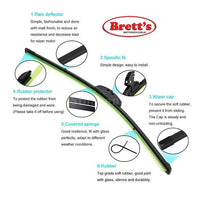 WF320WF322 1X Pair 500MM 20" + 550MM 22" ToyoGuard FLAT WIPER BLADES JIKIU RUBBER 1 LEFT AND 1 RIGHT WIPER BLADE