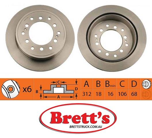 RN1216V DISC ROTOR NiBK JNBK REAR FOR TOYOTA Aug 00~Nov 02 3.0 L KDJ95 ...