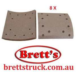 BL1005 REAR BRAKE LINING SET KIT OF 8 WITH RIVETS  NiBK JNBK  AKEBONO L8530 Asuki AL-8160 FiT FL1105 BL1005 AF248 AF/248  HINO 2308-356620 HINO 47441-7340 HINO 474412940 HINO 47443-5710 HINO 47651-1030 NISSAN 47441-5710 SB BL26005 TBK T406-2160