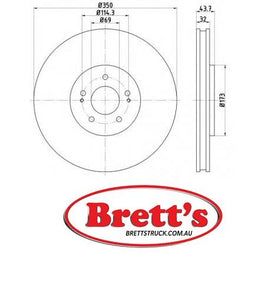 RN1997V DISC ROTOR  FRONT NiBK JNBK RN1997  AP 25469 Z Blue Print ADC443121 BREMBO 09.A193.13 DELPHI BG4204 DELPHI BG9072 FiT FR1124V Fritech DF1371 MITSUBISHI 4615A023 MITSUBISHI 4615A024