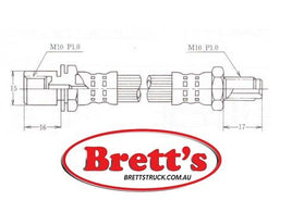 SPEC BH21025F  BRAKE HYD HOSE HYDRAULIC LINE FRONT / REAR  TOYOTA Dyna Front Brake Hose Jan 95~Dec 98 3.4 L BU100 Pos:Body side RH/LH|Geo:FOR AU Front Brake Hose Jan 95~Dec 98 3.4 L BU100 3B Pos:Body side RH/LH Front Brake Hose Jan 95~Dec 98 3.4 L BU110