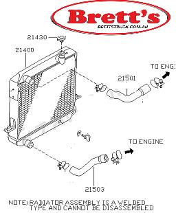 14010.403 TOP RAD HOSE UPPER RADIATOR NISSAN ATLAS CONDOR 1991- FD42 F ...