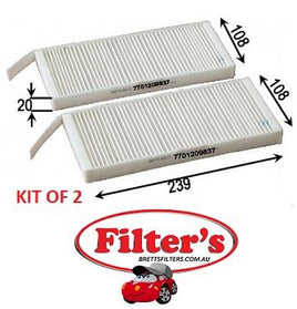 AC0169SET CABIN AIR FILTER  SET  KIT MANN-FILTER CU 2418-2  CU24182 CU2418/2 MERCEDES A4158351100 MERCEDES A4158351300 NISSAN 2789100Q0D OPEL 4419683 PURFLUX AH273-2 RENAULT 27 27 736 08R  272773608R  93197779  WCA0108 RCA238P RCA238 RCA238C