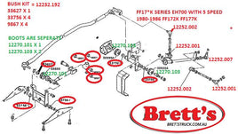 SPEC 12232.192 GEAR LINKAGE KIT BUSH SET OVERHAUL YOUR SLOPPY GEARSHIFT  FF HINO FF172 FF177 FF177K EH700 1981-1986 WITH 5 SPEED GEARBOX