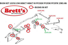 12232.194 GEAR LINKAGE KIT BUSH SET OVERHAUL YOUR SLOPPY GEARSHIFT  FF HINO FF192 FF193 FF197 FF197K H06CT H06CTB 1981-1986 WITH 6 SPEED GEARBOX FF192K FF197K