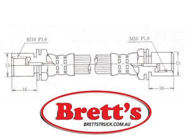 BH21008R BRAKE HYD HOSE HYDRAULIC LINE  BH21008 FOR TOYOTA Coaster Rear Brake Hose Jan 82~Dec 93 2.4 L RB20 Pos:Center|Geo:AU,FOR GENERAL Rear Brake Hose Jan 82~Dec 93 2.4 L RB20 22R Pos:Center BB20 BB21 BB22 BB23 BB32