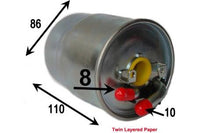 FS0035 FUEL FILTER  MERCEDES-BENZ CARS B - CLASS B180 W245 CDi TURBO 4 Cyl. 1.8L DIESEL OM640 MPFI DOHC 16V 05/06-on C - CLASS C220 W204 CDi TURBO 4 Cyl. 2.2L DIESEL OM646 TURBO 07/07-