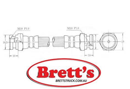BH24026F  BRAKE HYD HOSE HYDRAULIC LINE BH24026  FRONT ISUZU NPR NPS NQR NPR57 NPR58  NPR66 NPR70 NPR71 NPS59 NPS66 NPS71 NQR70 NQR71 19842005 4BE1 4HF1 4BD1 4HE1