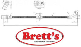 BH21208F LH LEFT HAND FRONT BRAKE HYD HOSE HYDRAULIC LINE HINO DUTRO XZU410 J05C  5.3L  1999-2003     XZU411 S05D  4.9L  1999-2003     XZU420 J05C  5.3L  1999-2003    XZU430 J05C    5.3L  1999-2003