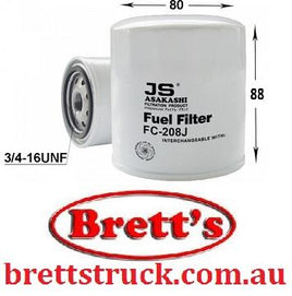 FC208J  FUEL FILTER  TOYOTA  BB10 COASTER BUS 2B 3.0L 1977-1982 BB20   COASTER BUS 3B   3.4L 1982- BB21  COASTER BUS 3B   3.4L 1982- BB40   COASTER BUS 3B 3.4L 1993- BU20   DYNA 2B 3.0L 1980- BU3#  DYNA 3B 3.4L 1980- BU60 DYNA B 3.0L 1984-8/1988 BU61