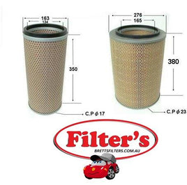 A361SET AIR FILTER SET INNER AND OUTER  ISUZU  HDA5520   FRR33 2003-2008 ISUZU FRR34  FTR32 FVD23 6SD1TC   FVM133 6SA1T  FVM1400  6SA1T ENGINE - 1988-1996 ISUZU FVM23 ISUZU 6SD1TC  FVR13   FVR900   FVZ13     FVZ1400  A361J A569J