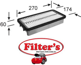 A0458 AIR FILTER AC Delco ACA231  BALDWIN PA4402  HYUNDAI 28113-2B000 28113K010 JAPANPARTS FA-K28S MAHLE/KNECHT LX 2832 MAN C2735  A25833 REPCO RAF355 RYCO A1543 SAKURA A-28570 A28570 FA28570 WESFIL WA5084 WIX 49191