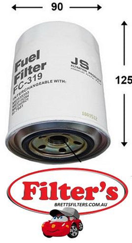 FC319J FUEL FILTER DONALDSON P552561 BOSCH 0986450517 BALDWIN BF720  BF7538 PROTEX FF-04229 FF04229 MITSUBISHI ME240521 MITSUBISHI ME35393 EUROCOMACH B317210013 EUROMACH POZARILI FC395 SAKURA FC1003 FC-1003 FC5505 FC-5505 FC1003-5 EXTRA 23401.195