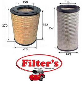 A371SET AIR FILTER OUTER and INNER FV54 FV54J FP54 FP54J FV51 FV51J FS52J FS52 MITSUBISHI HEAVY FUSO  A23371SET MITSUBISHIME294850 + ME160952 SAKURAA-5803M-S