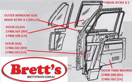 SPEC 17406.503 LH LEFT HAND FRONT DOOR SEAL  DIAHATSU DELTA 1984-1999  DAIHATSU DELTA MODELS 1984- V107 V108   V116 V118 V119       V57 V58 V59   V67 V68 V69   V89   V98 V99