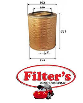 A44001 AIR FILTER  SCANIA 3 - Serie 113 G   May 88~Dec 96   DSC 9.10 PA2813 DAF, Iveco, M.A.N., Scania Buses, Trucks Replaces:DAF 667078  Iveco 8122408 SCANIA    Gen Set Engines    DC1241A     DC1253A DC1260A    DC1253A DC965A    DC965A    DSC1158A