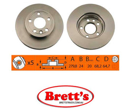 RN1281V DISC ROTOR NiBK JNBK NIBK FRONT FOR  VOLKSWAGEN Transporter T4 (90) Front Axle Rotor    Sep 90~Dec 93    2.5 L    70C2D2    AAF    Rim:Ø: 280 mm|Pos:Left/Right