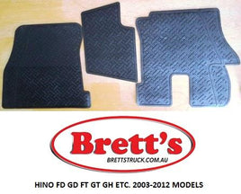 18880.001 RUBBER FLOOR MAT SET OF 3 SUIT HINO 2003-2011 FD GD FF GH RANGER PRO 500 FD1J GD1J FT1J GH1J FD8J GD8J FF8J