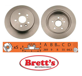 RN1232 DISC ROTOR NiBK JNBK NIBK REAR FOR NIBK RN1232 TOYOTA    42431-20090 TOYOTA    42431-20160 TOYOTA    42431-20200 TOYOTA    42431-20300 TOYOTA    42431-20320 TOYOTA    42431-20330 TOYOTA    4243120360